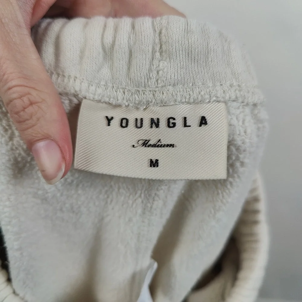 YoungLA Young‎ Ambitious Club Pants Mens Medium Cream Graphic Joggers Gymwear